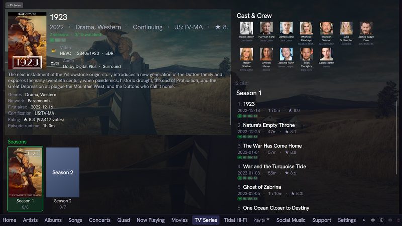TV series view with seasons and episodes